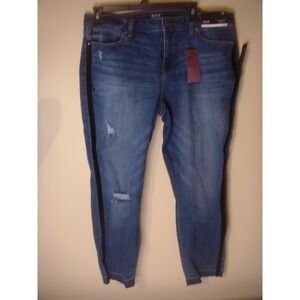 ANA skinny ankle womens blue jeans 14 mid rise slim fit velvet sides distressed